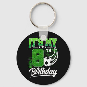 Het is mijn 8e verjaardag jongen voetbal Ll 8 jaar Sleutelhanger