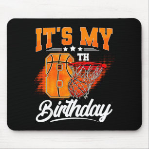 Het is mijn 8e verjaardag jongens basketbal 8 jaar muismat