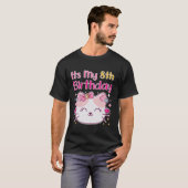 Het is mijn 8e verjaardag kat kitten party meisjes t-shirt (Voorkant volledig)