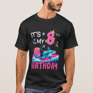 Het is mijn 8e verjaardag Ninja Kat Riding Haai 8 T-shirt