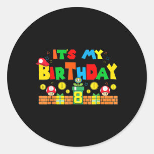 Het is mijn 8e verjaardag spel spelen vader en moe ronde sticker