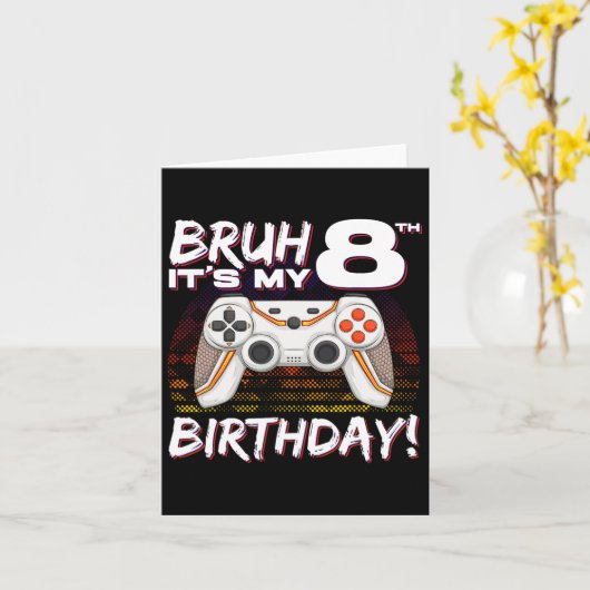 Het is mijn 8e verjaardag videogame 8e verjaardag kaart (Gele Bloem)