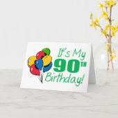 Het is Mijn 90ste Verjaardag (Ballons) Kaart (Gele Bloem)