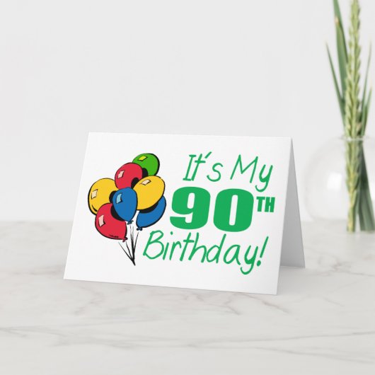 Het is Mijn 90ste Verjaardag (Ballons) Kaart (Voorkant)