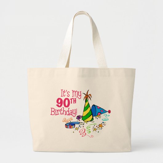 Het is mijn 90ste verjaardag (Petten van de Partij Grote Tote Bag (Voorkant)