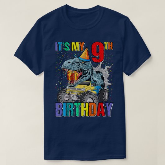 Het is mijn 9de geboortedag Monster Truck Dinosaur T-shirt (Design voorkant)
