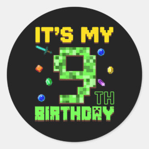Het is mijn 9e verjaardag 9 jaar oude jongen gamer ronde sticker