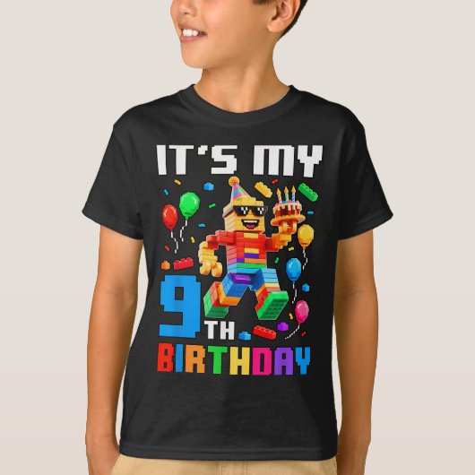 Het is mijn 9e verjaardag Brick 9 jaar oude jongen T-shirt (Voorkant)