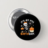 Het is mijn 9e verjaardag Grappige Halloween Skele Ronde Button 5,7 Cm (Voorkant /achterkant)