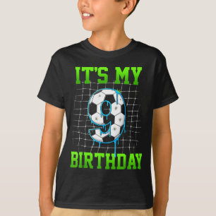 Het is mijn 9e verjaardag Grappige voetbal verjaar T-shirt