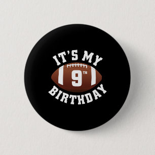 Het is mijn 9e verjaardag Jongen 9 jaar oud Voetba Ronde Button 5,7 Cm