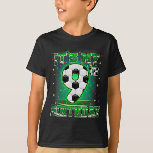 Het is mijn 9e verjaardag Jongens Voetbal 9 Jaar O T-shirt