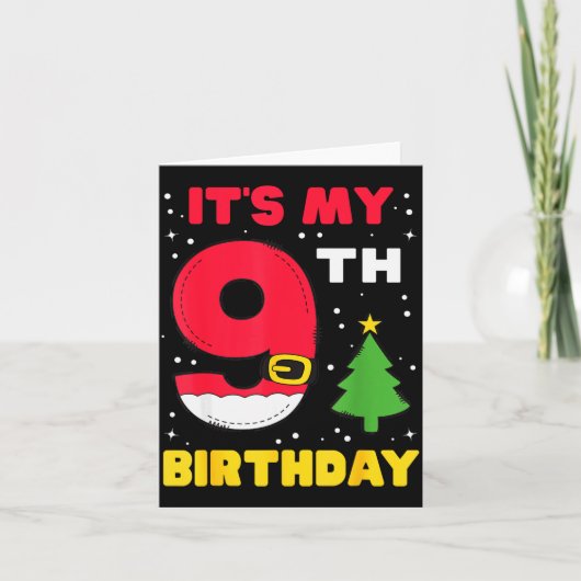 Het is mijn 9e verjaardag Kerstmis 9 jaar oud Sint Kaart (Voorkant)
