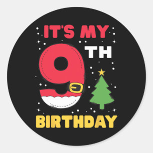Het is mijn 9e verjaardag Kerstmis 9 jaar oude San Ronde Sticker