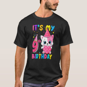 Het is mijn 9e verjaardag Meisje Kattenverjaardag T-shirt