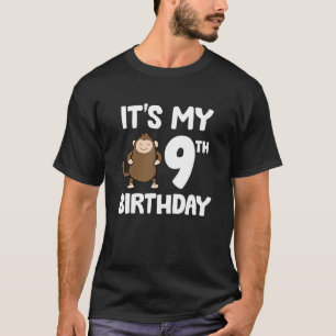 Het is mijn 9e verjaardag schattige aap 9e verjaar t-shirt