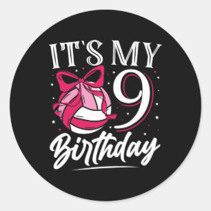 Het is mijn 9e verjaardag Volleyll meisje verjaard Ronde Sticker