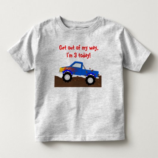 Het is mijn Birthday Blue Monster Truck Kinder Shirts (Voorkant)