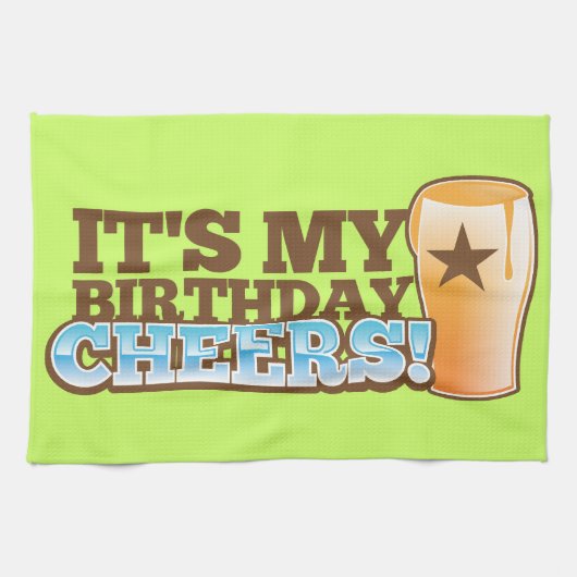 Het is mijn Birthday CHEERS! bier! Theedoek (Horizontaal)