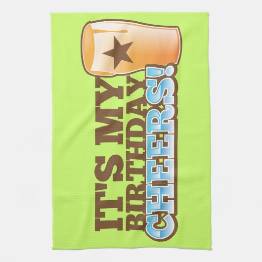Het is mijn Birthday CHEERS! bier! Theedoek (Verticaal)