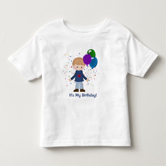 Het is mijn 'Birthday Cute Boy' met ballonnen T-sh Kinder Shirts (Voorkant)