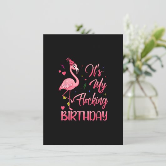 Het is mijn 'Birthday' grappige roze flamingo Kaart (Staand voorkant)