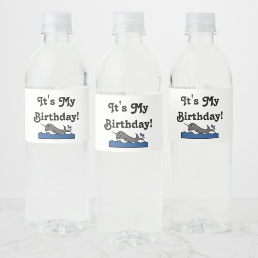Het is mijn Birthday Narwhal Waterfles Etiket (Flessen)