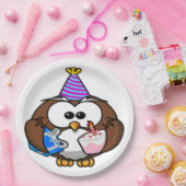 "HET IS MIJN BIRTHDAY" OWL PAPIEREN BORDJE (Feest)
