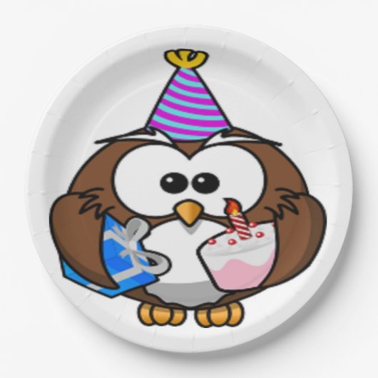 "HET IS MIJN BIRTHDAY" OWL PAPIEREN BORDJE (Voorkant)