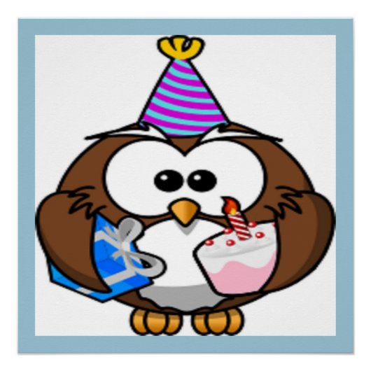 "HET IS MIJN BIRTHDAY" OWL POSTER (Voorkant)