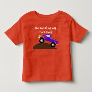 Het is mijn Birthday Paarse Flames Monster Truck Kinder Shirts