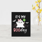 Het is mijn Boo Day Cute Halloween Birthday Ghost  Kaart (Gele Bloem)