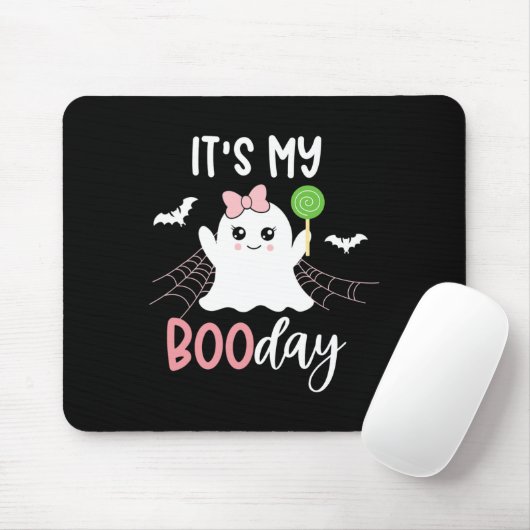 Het is mijn Boo Day Cute Halloween Birthday Ghost  Muismat (Met muis)