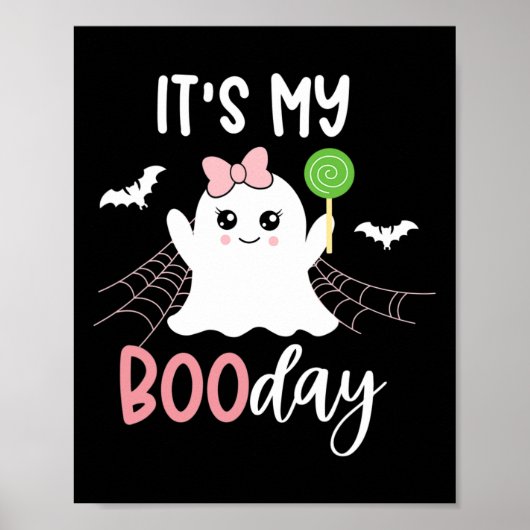Het is mijn Boo Day Cute Halloween Birthday Ghost Poster (Voorkant)
