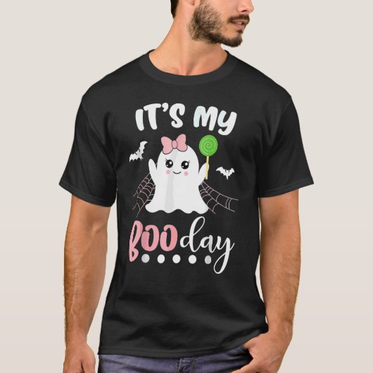 Het is mijn Boo Day Cute Halloween Birthday Ghost  T-shirt (Voorkant)