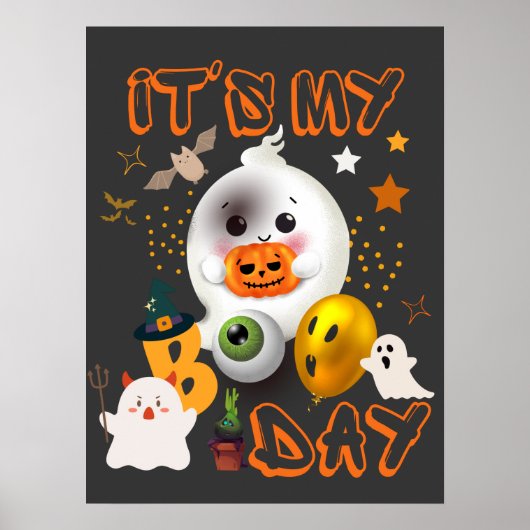 Het is mijn Boo Day Kinder Cute Halloween Birthday Poster (Voorkant)