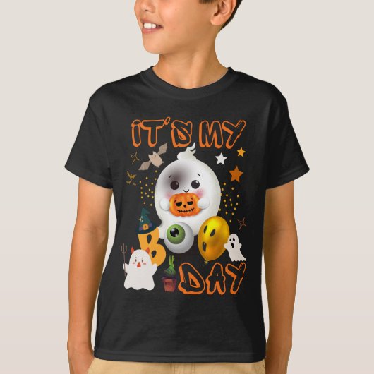 Het is mijn Boo Day Kinder Cute Halloween Birthday T-shirt (Voorkant)