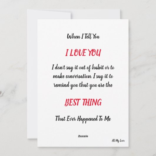 Het is mijn dag: Als ik het je vertel - Valentijns Feestdagenkaart (Achterkant)