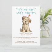 Het is mijn dag hondenfeest uitnodiging grappige a (Staand voorkant)