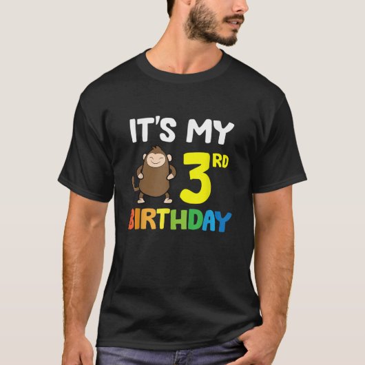 Het is mijn derde verjaardag aap t-shirt (Voorkant)