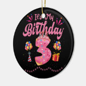 Het is mijn derde verjaardag Doughnut Happy 3 jaar Keramisch Ornament (Links)