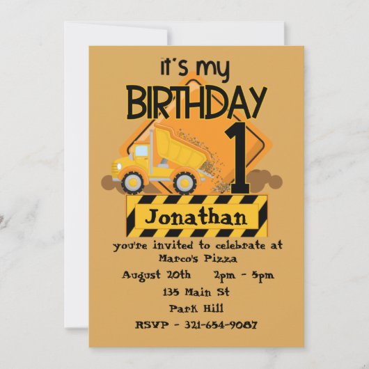 Het is mijn eerste 'Birthday Dump Truck'-uitvindin Kaart (Voorkant)