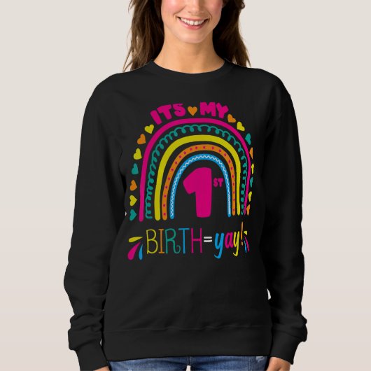 Het is mijn eerste geboorte Yay Birthday Boho Rain Trui (Voorkant)
