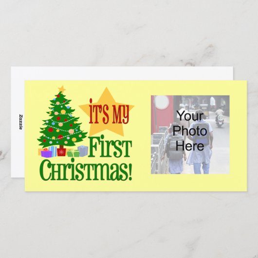 Het is mijn eerste kerst, vakantie Baby fotokaarte Feestdagenkaart (Voorkant / Achterkant)