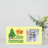 Het is mijn eerste kerst, vakantie Baby fotokaarte Feestdagenkaart (Staand voorkant)