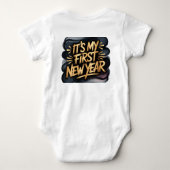 Het is mijn eerste nieuwjaar in zwart en goud cade romper (Achterkant)