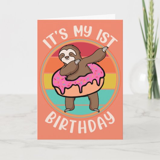 Het Is Mijn Eerste Verjaardag Donut Sloth  Kaart (Voorkant)