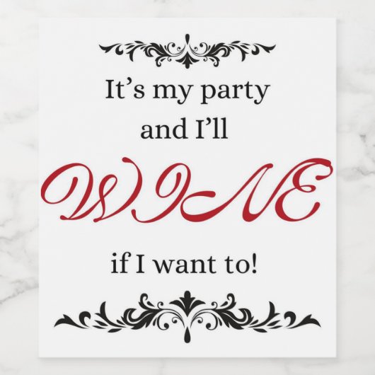 Het is mijn feest wijn etiket (Enkel label)