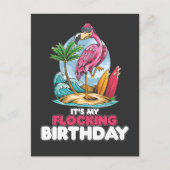 Het is mijn Fladderende Verjaardag Flamingo Uitnodiging Briefkaart (Voorkant)