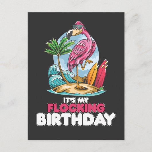 Het is mijn fladderende verjaardagsflamingo uitnodiging briefkaart (Voorkant)